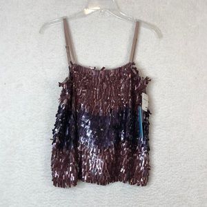 NWT Alice + Olivia Womens Audra Rectangle Sequin Top SIZE XS NEW WITH TAGS